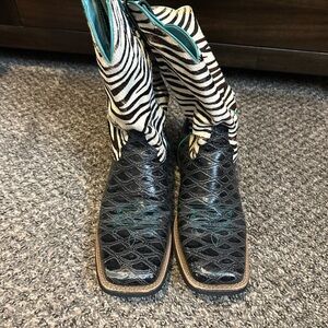 Ariat Black Heeled Boots with Square Toe